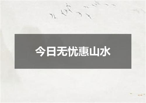 今日无忧惠山水