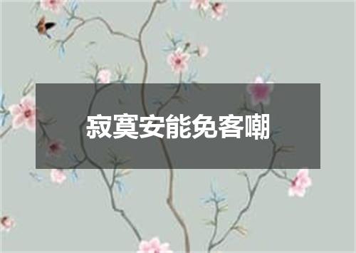 寂寞安能免客嘲