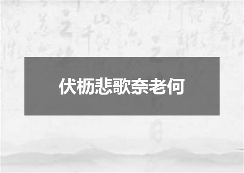 伏枥悲歌奈老何