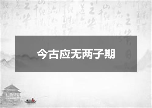 今古应无两子期