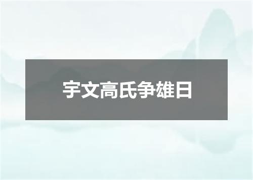 宇文高氏争雄日