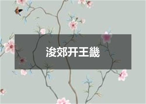 浚郊开王畿