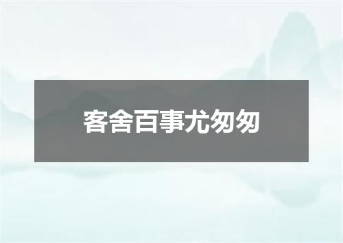 客舍百事尤匆匆