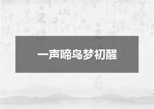 一声啼鸟梦初醒