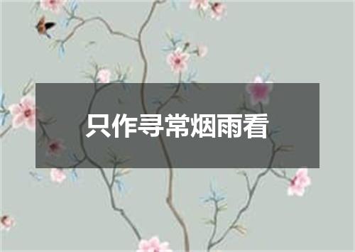 只作寻常烟雨看