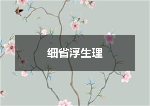 细省浮生理