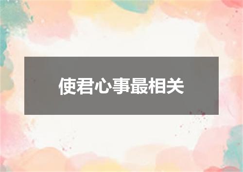 使君心事最相关