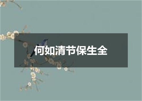 何如清节保生全