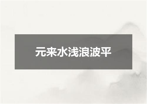 元来水浅浪波平