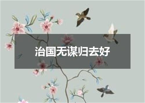 治国无谋归去好