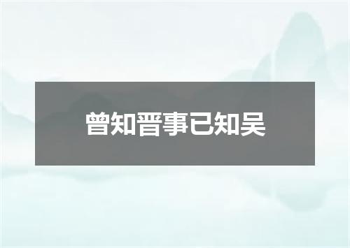 曾知晋事已知吴