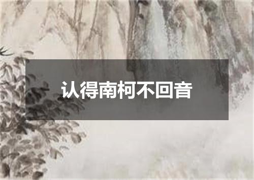 认得南柯不回音