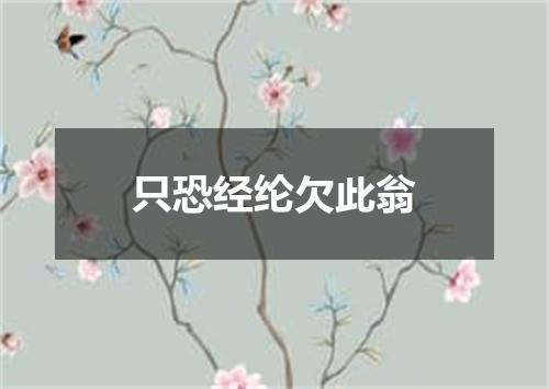 只恐经纶欠此翁