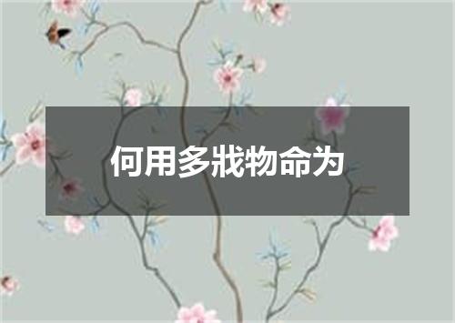 何用多戕物命为