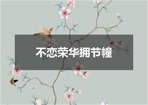 不恋荣华拥节幢