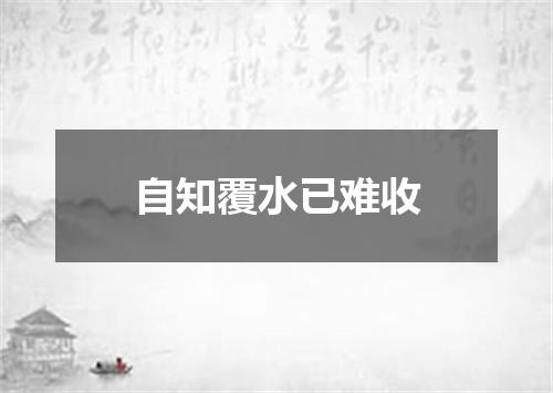 自知覆水已难收