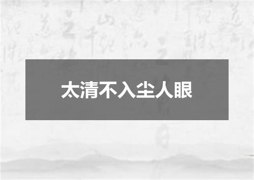 太清不入尘人眼