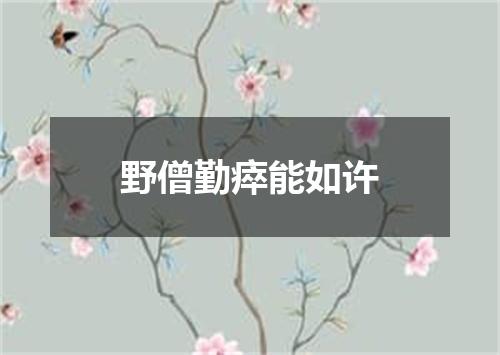 野僧勤瘁能如许