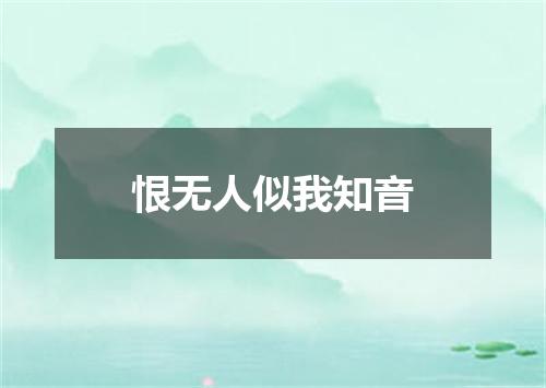 恨无人似我知音