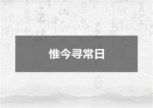 惟今寻常日