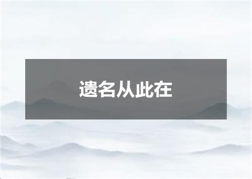 遗名从此在