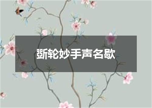 斲轮妙手声名歇