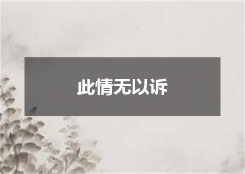 此情无以诉