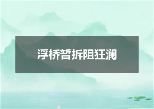 浮桥暂拆阻狂澜