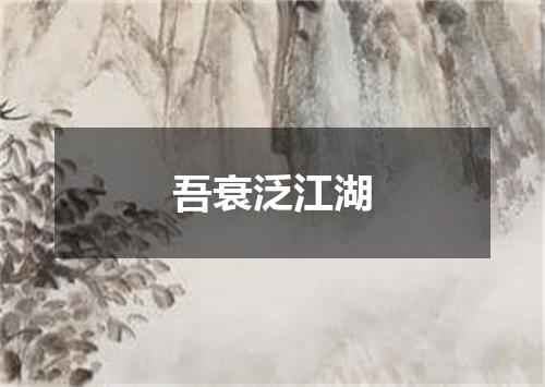 吾衰泛江湖