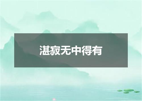 湛寂无中得有