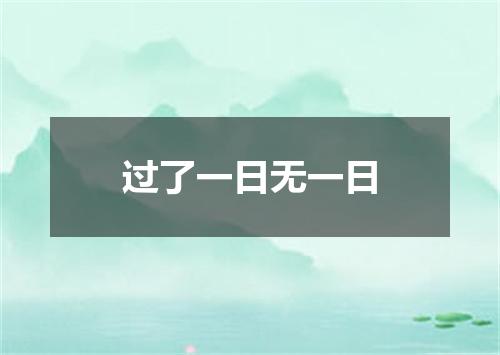 过了一日无一日