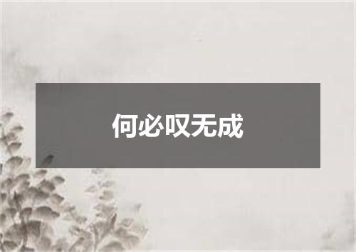 何必叹无成