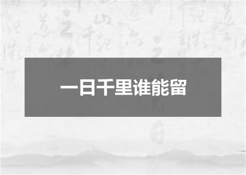 一日千里谁能留