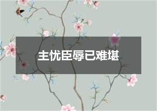 主忧臣辱已难堪