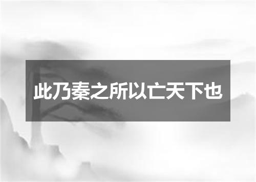 此乃秦之所以亡天下也