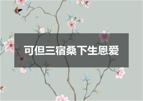 可但三宿桑下生恩爱