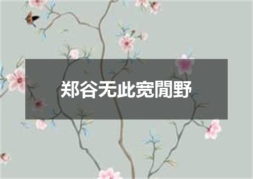 郑谷无此宽閒野