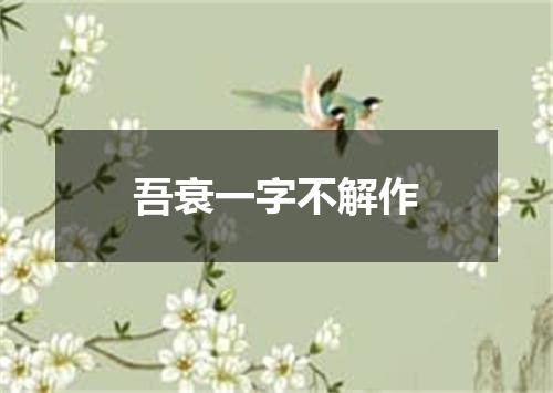 吾衰一字不解作