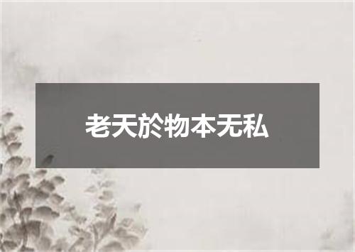 老天於物本无私