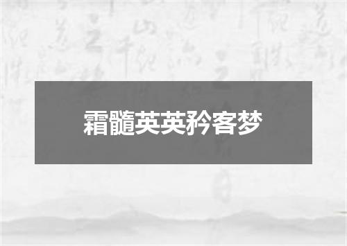 霜髓英英矜客梦