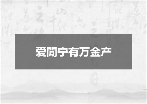 爱閒宁有万金产