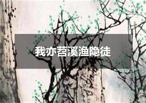 我亦苕溪渔隐徒