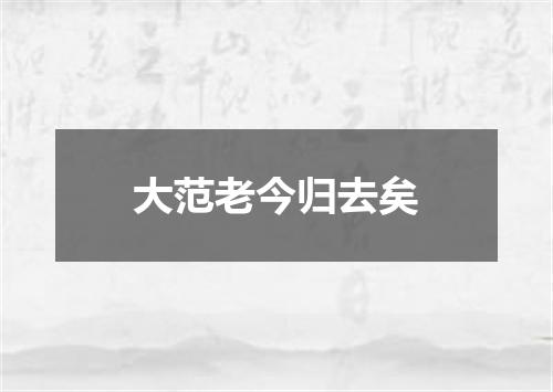 大范老今归去矣