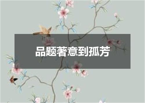 品题著意到孤芳