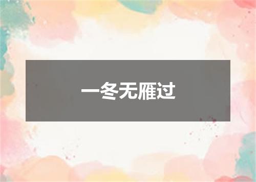 一冬无雁过