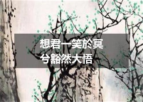 想君一笑於冥兮豁然大悟