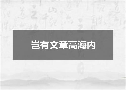 岂有文章高海内