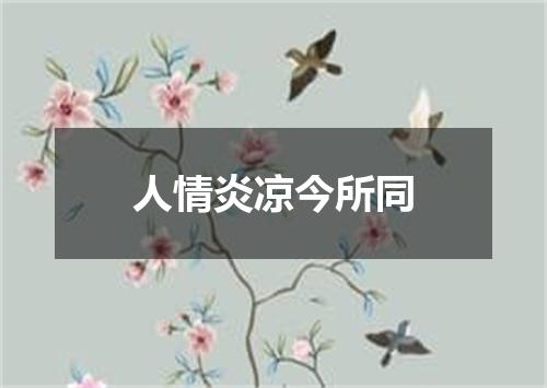 人情炎凉今所同