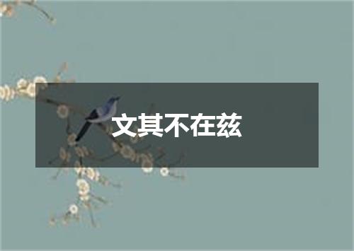 文其不在兹