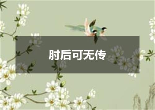 肘后可无传